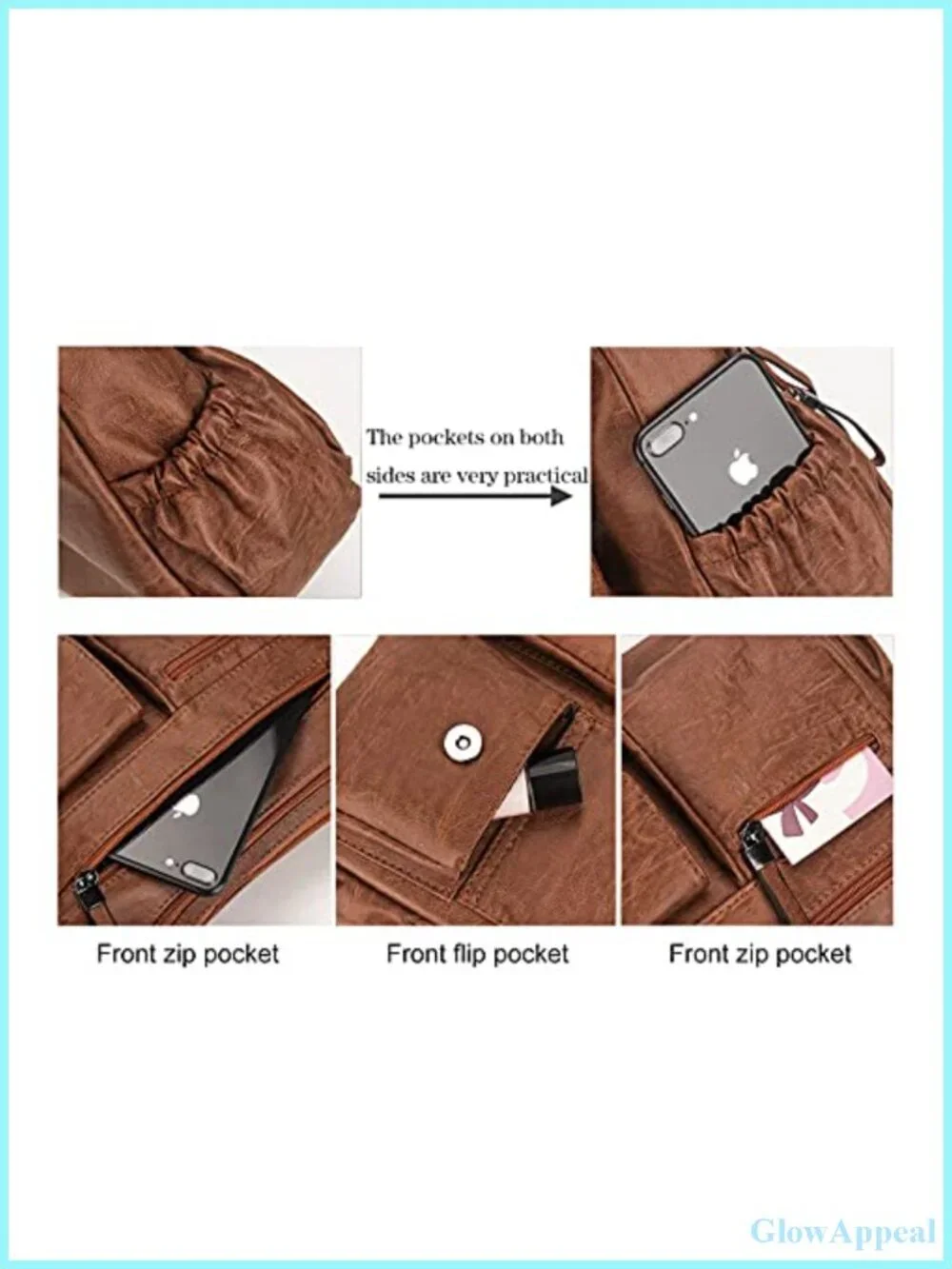 Faux Leather Hobo Crossbody Shoulder Bag Multi Pocket Messenger Tote